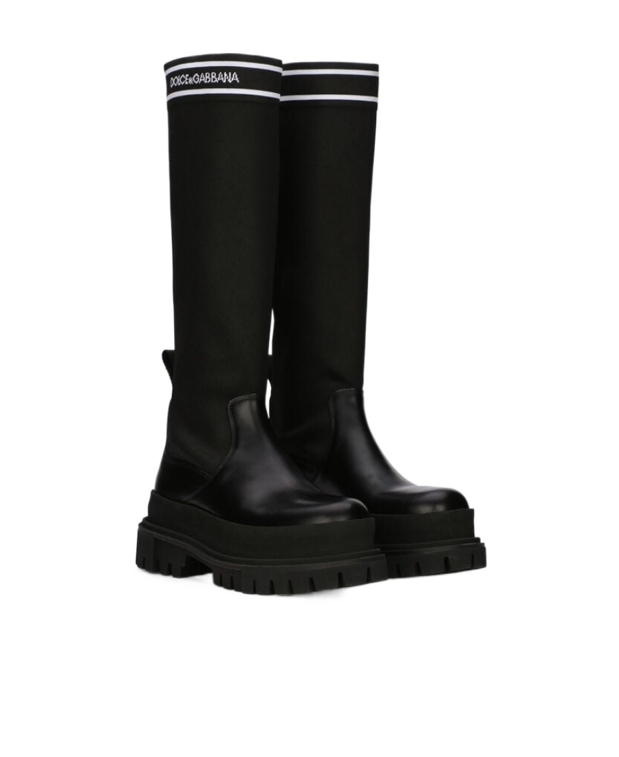 Dolce & Gabbana Logo-print Pull-on Boots In Black