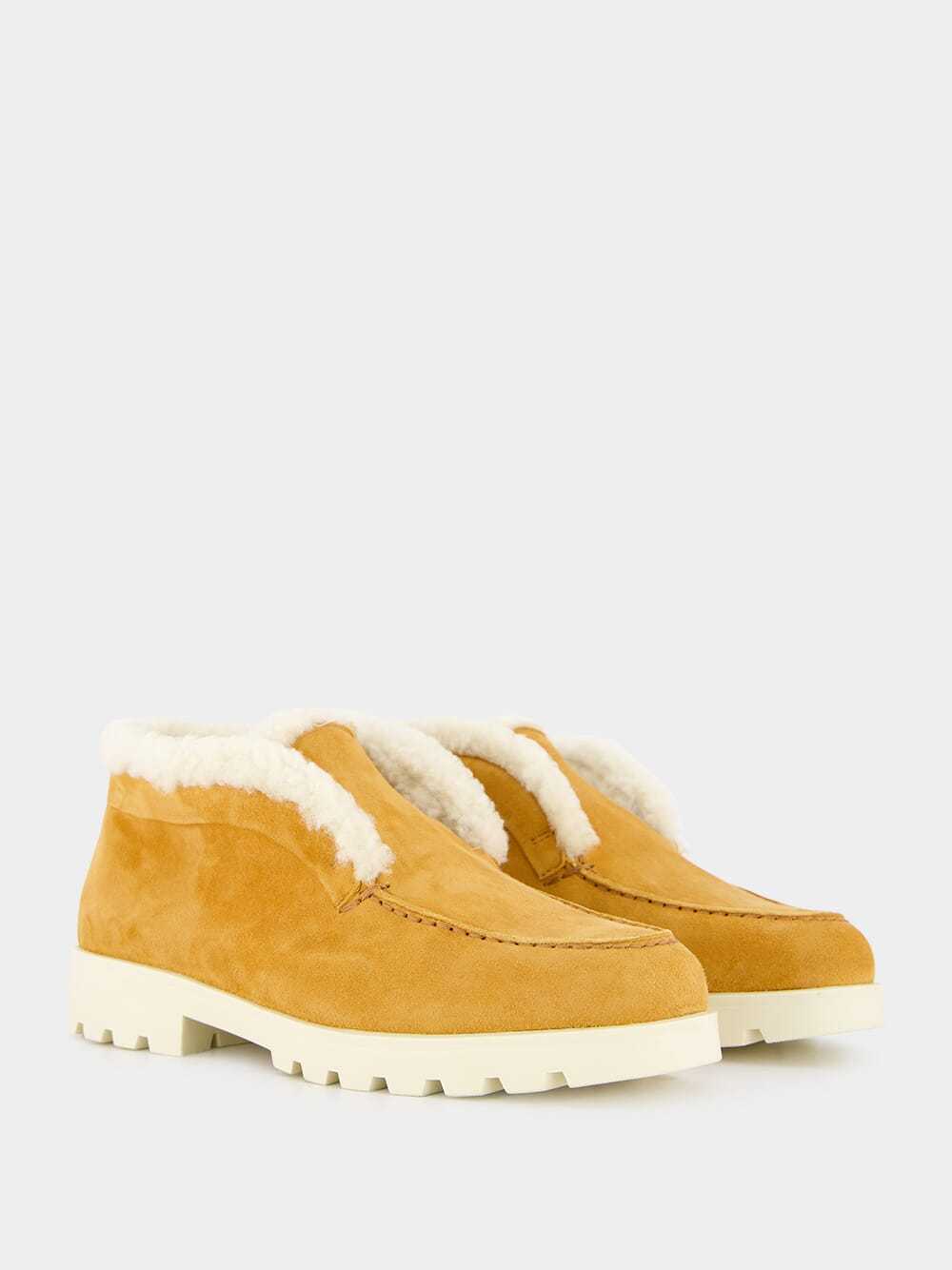 Santoni Shearling Ankle Boots In Gold