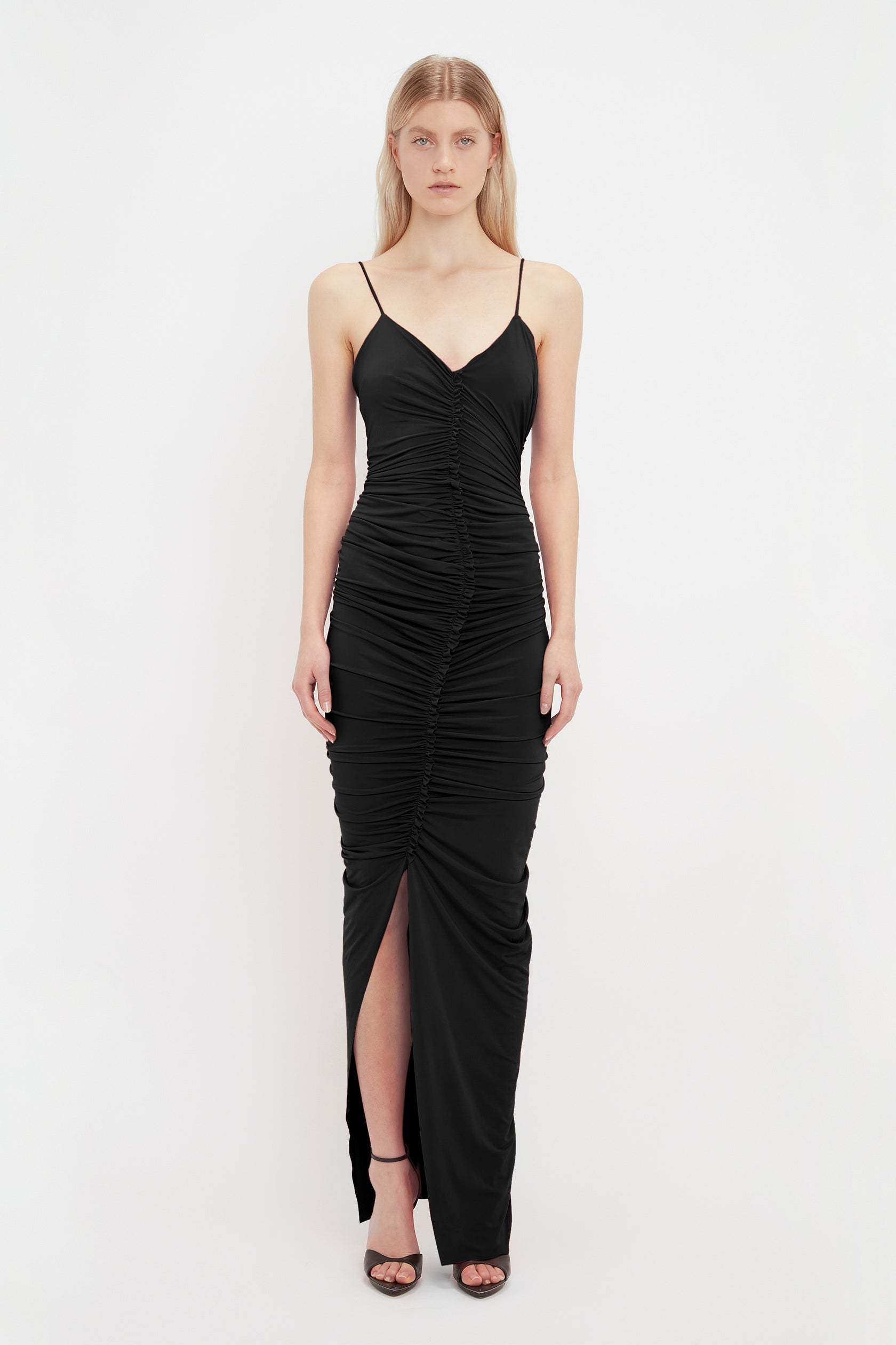 Victoria Beckham Thin Shoulder Strap Dress In Black