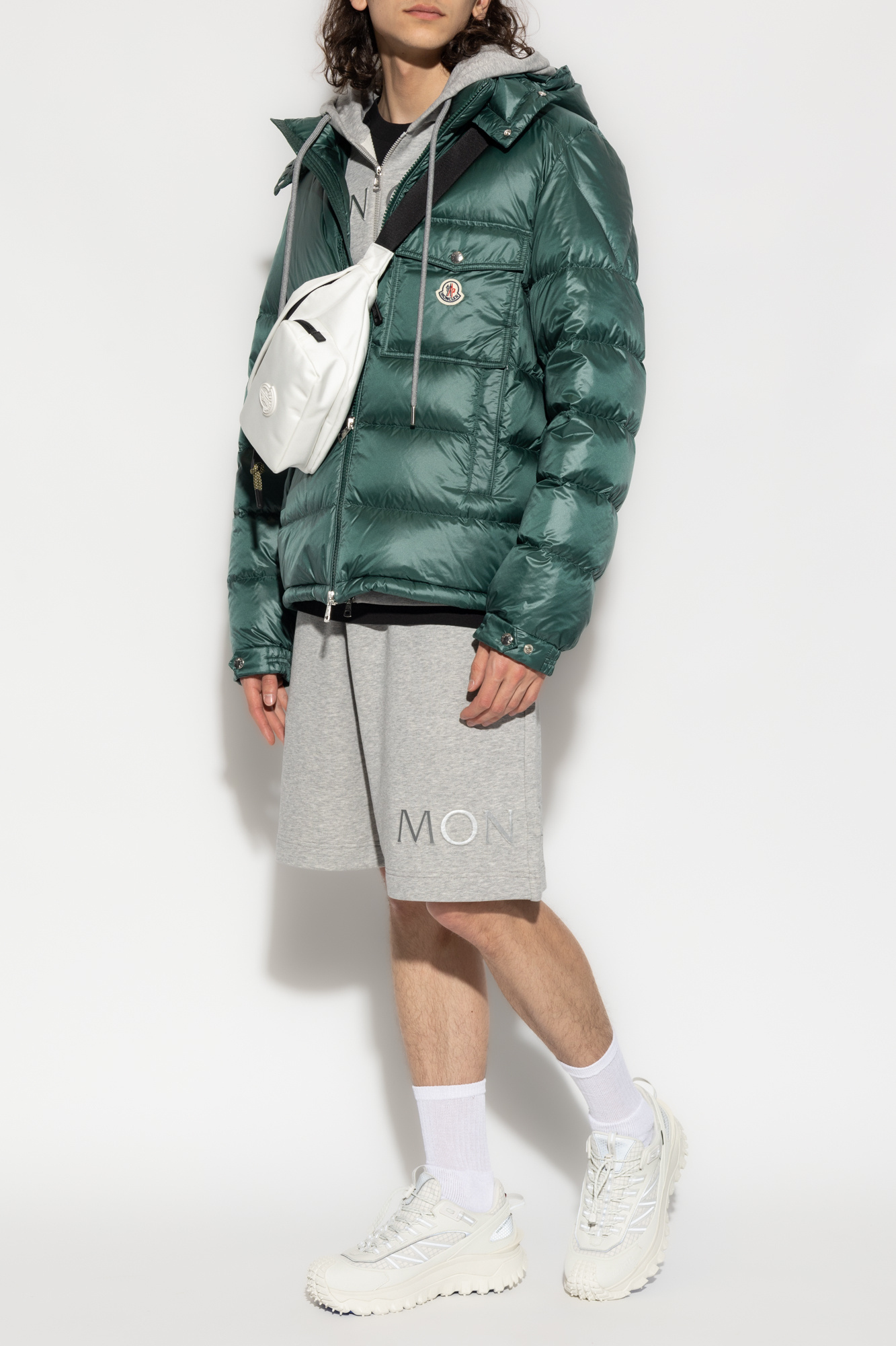 Moncler Logo-patch Padded Jacket In Green