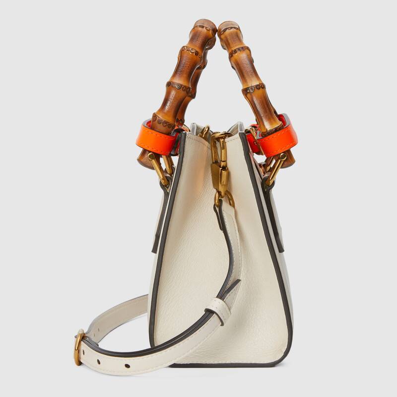Gucci Diana Mini Leather Tote Bag In White