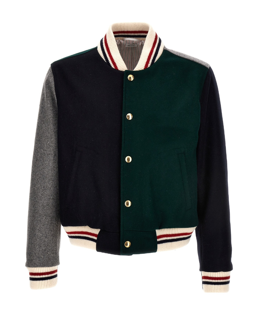 Thom Browne Colour-block Bomber Jacket In Black