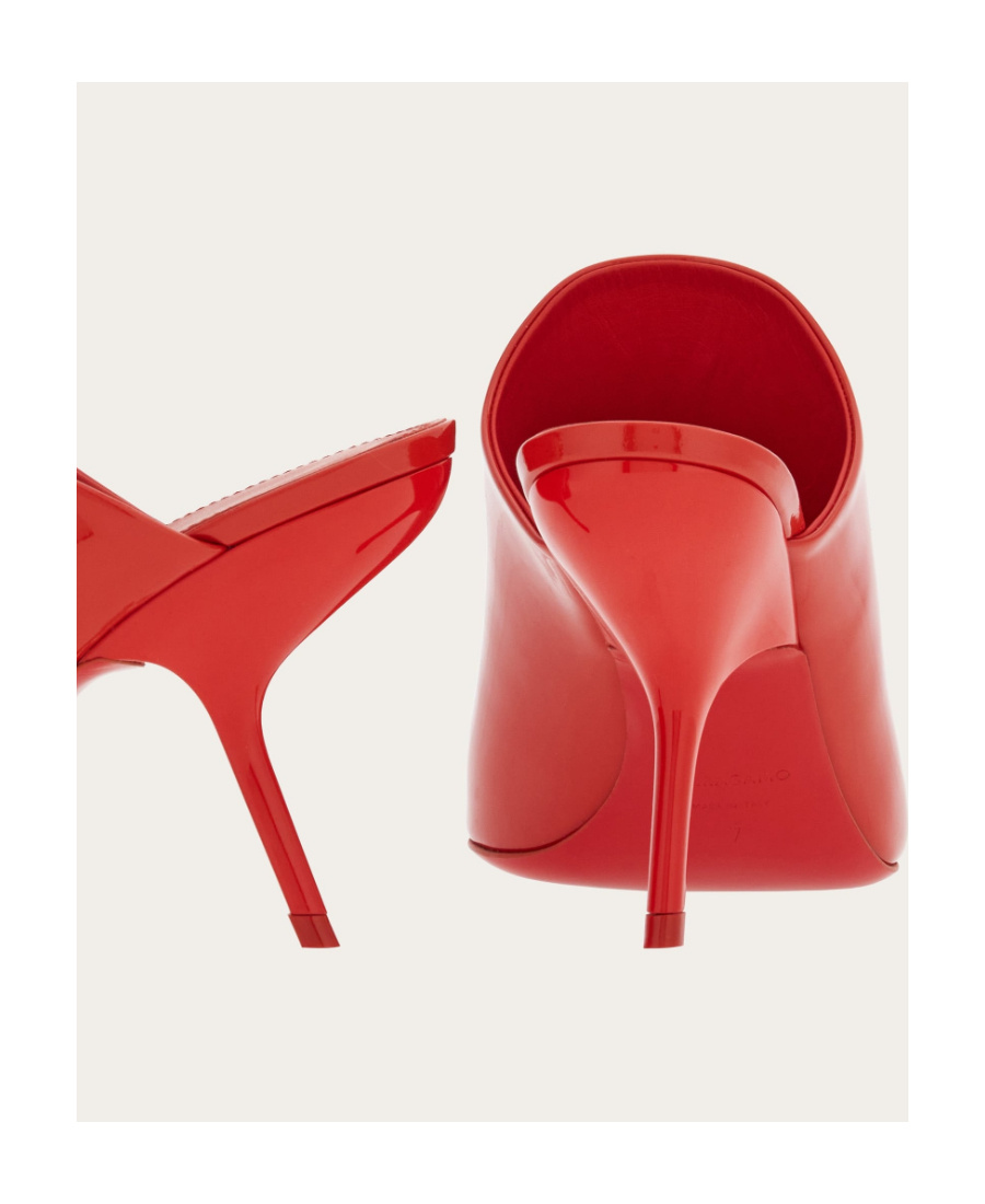 Ferragamo Era Patent Stiletto Mule Sandals In Red