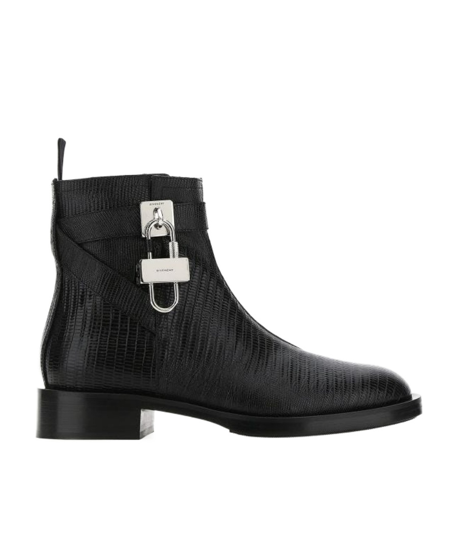 Givenchy Woman Lock Ankle Boot In Black Leather In Black