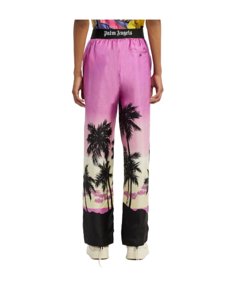 Palm Angels Sunset Palm Print Pajama Pants In Pink