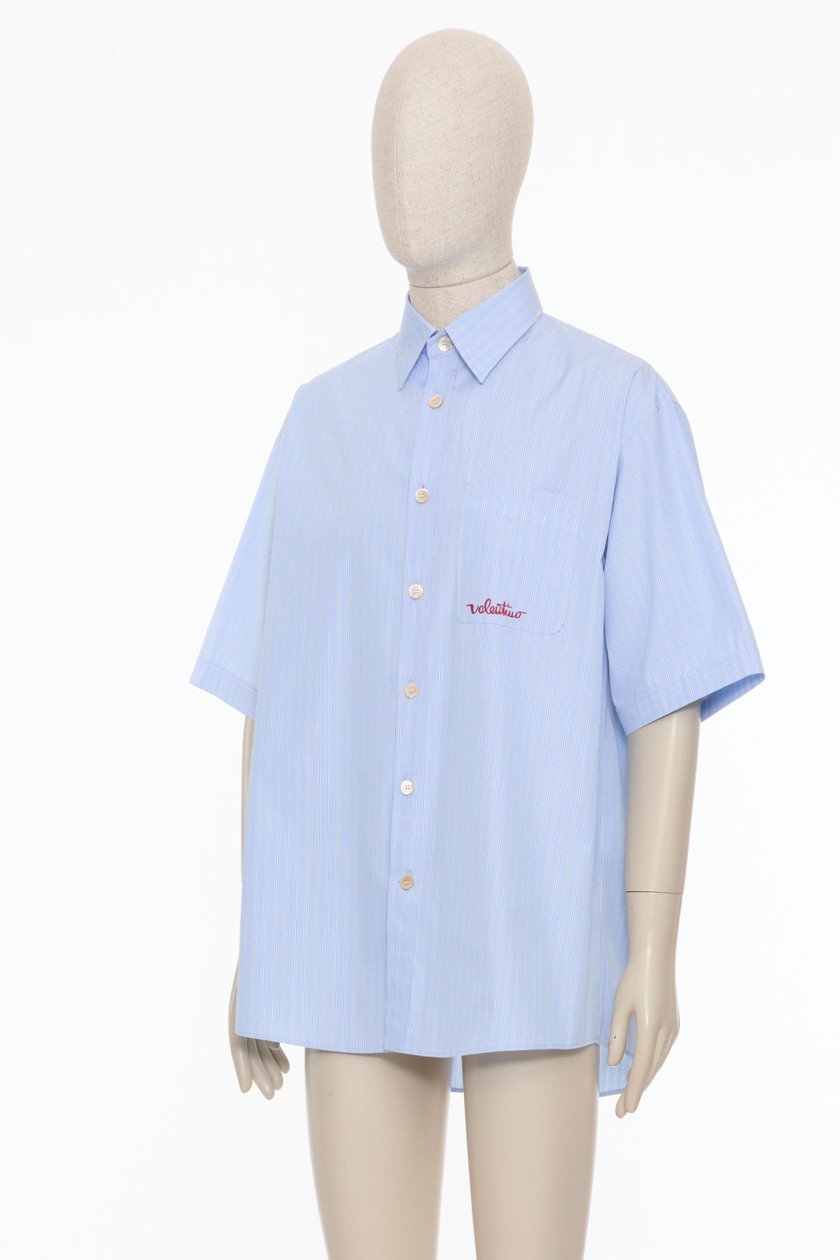Valentino Embroidered Cotton Shirt In Blue