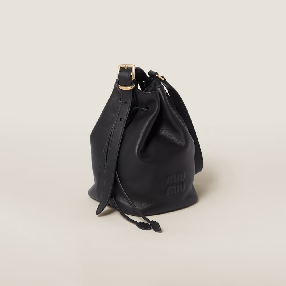 Miu Miu Leather Bucket Bag In Black