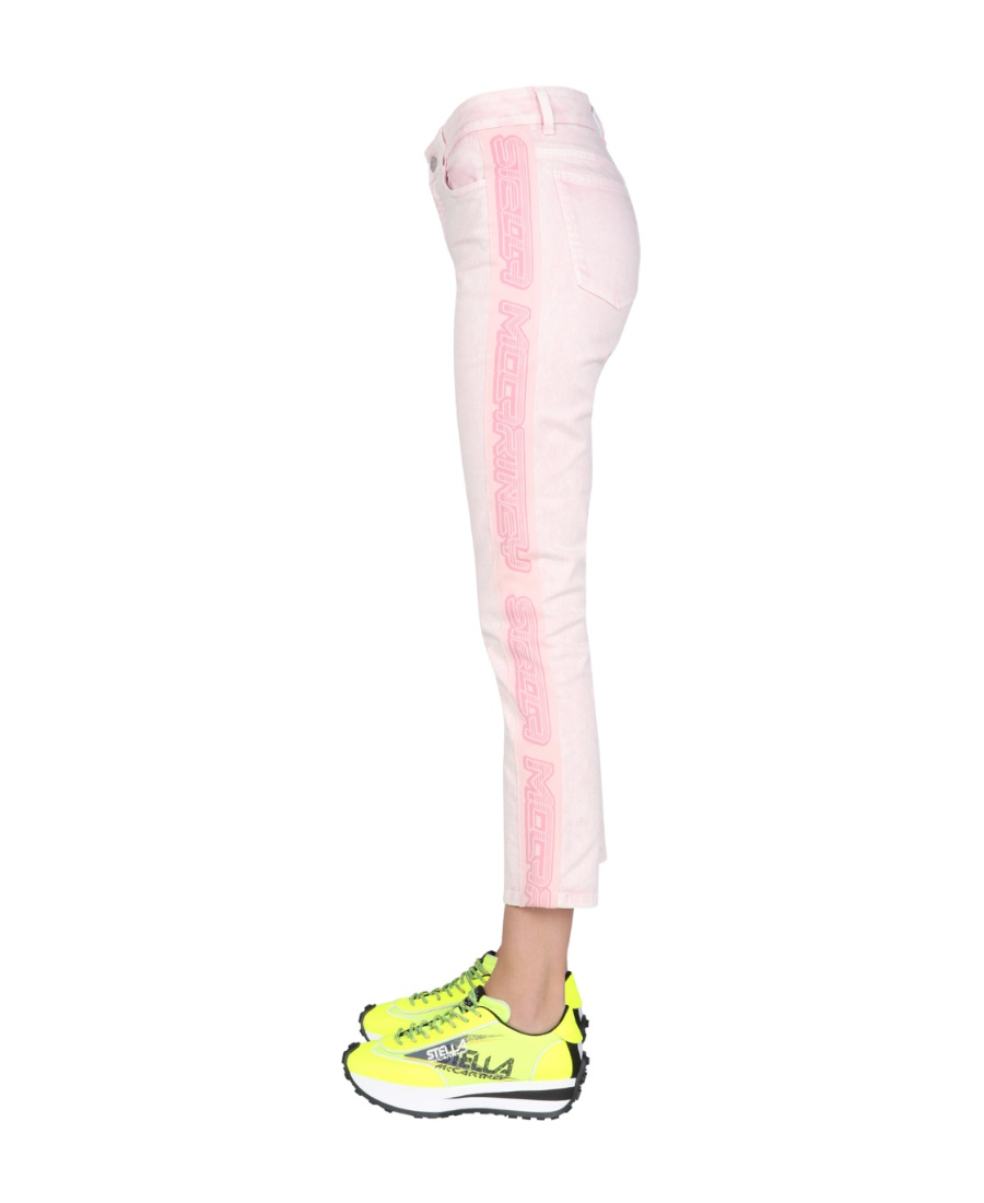 Stella Mccartney Fresh Peach Twisted Seam Crop Straight Leg Jeans In Pink