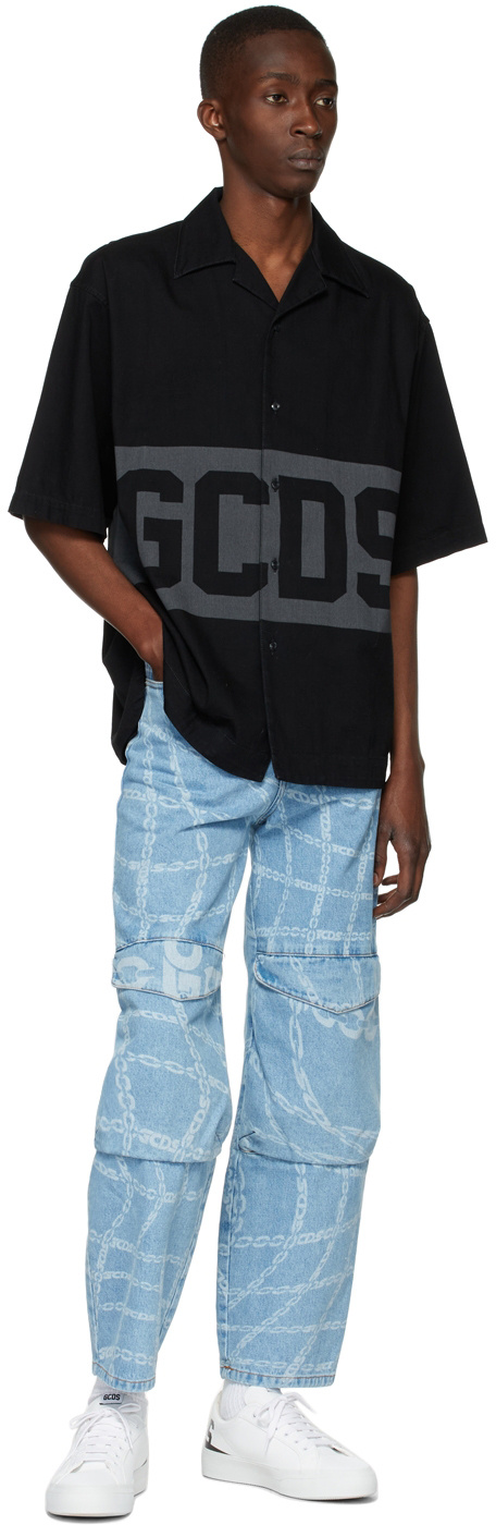Gcds Logo-print Short-sleeved Shirt In Black