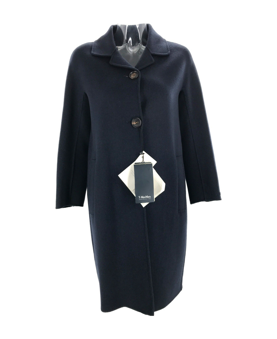 Max Mara Long-sleeved Lapel Coat In Black