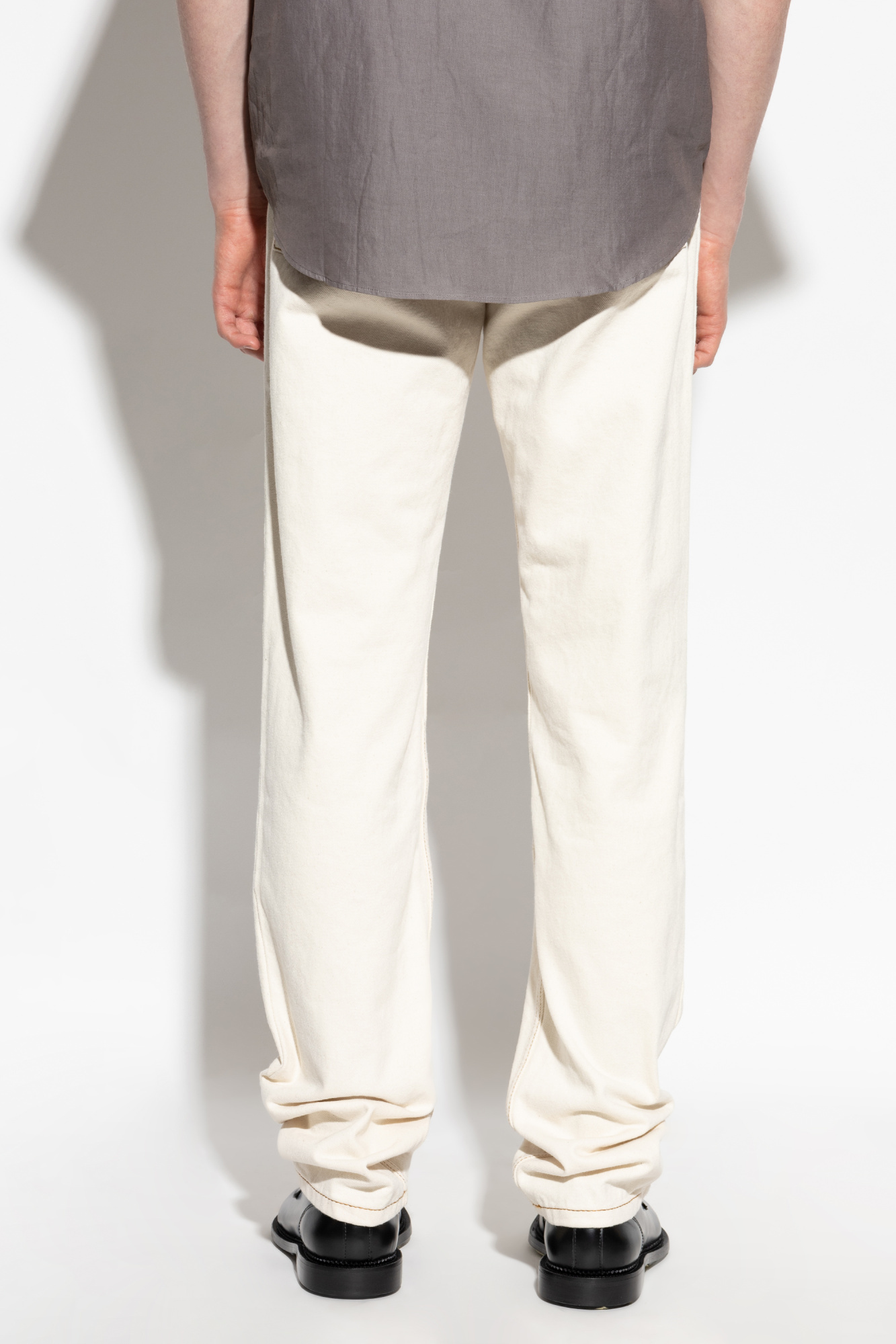 Ami Alexandre Mattiussi Casual Pants With Belt Loops In Cream