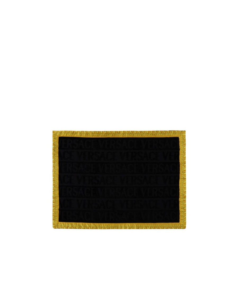 Versace Logo-jacquard Cotton Bathmat (58cm X 80cm) In Black