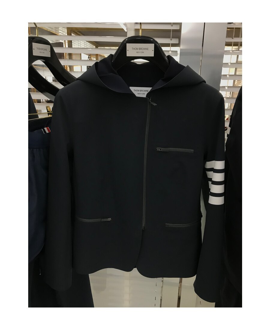 Thom Browne 4-bar Tech Compression Zip-up Jacket In Black