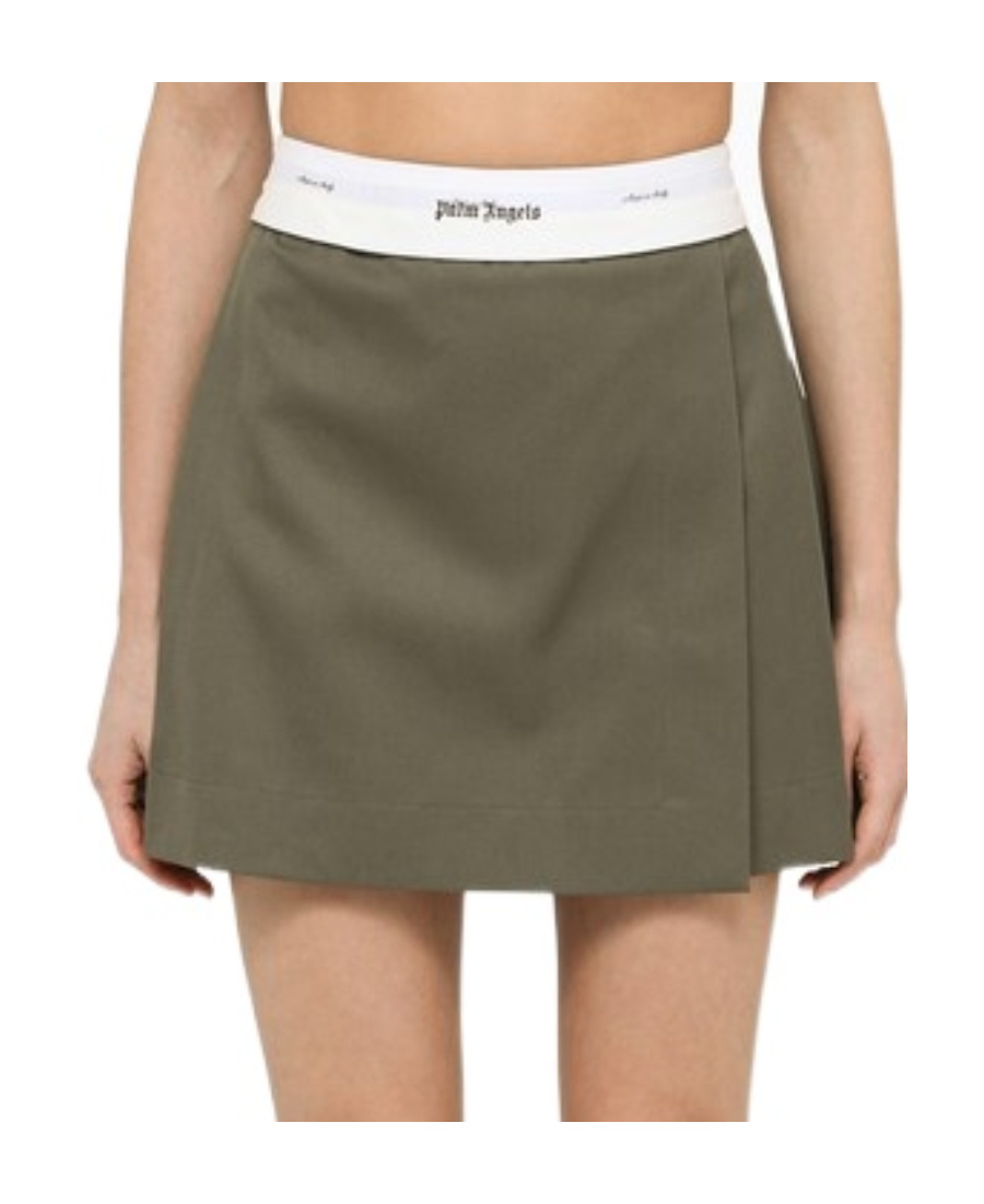 Palm Angels Pleated A-line Miniskirt In Green