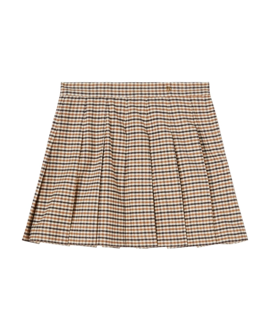 Palm Angels Check-pattern Pleated Miniskirt In Nude