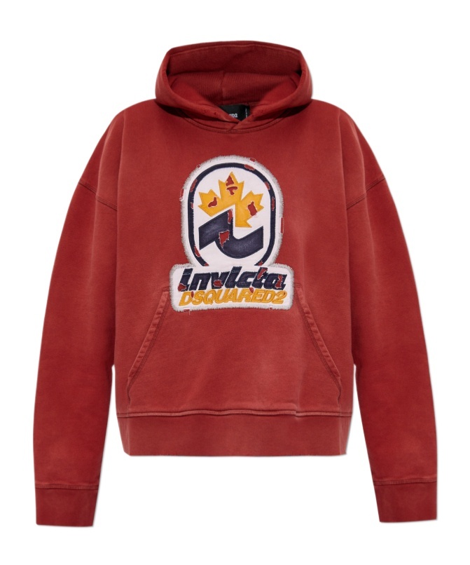 Dsquared2 Logo-appliqué Hoodie In Brown