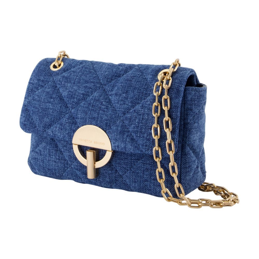 Vanessa Bruno Quilted Chain Shoulder Bag In Blue