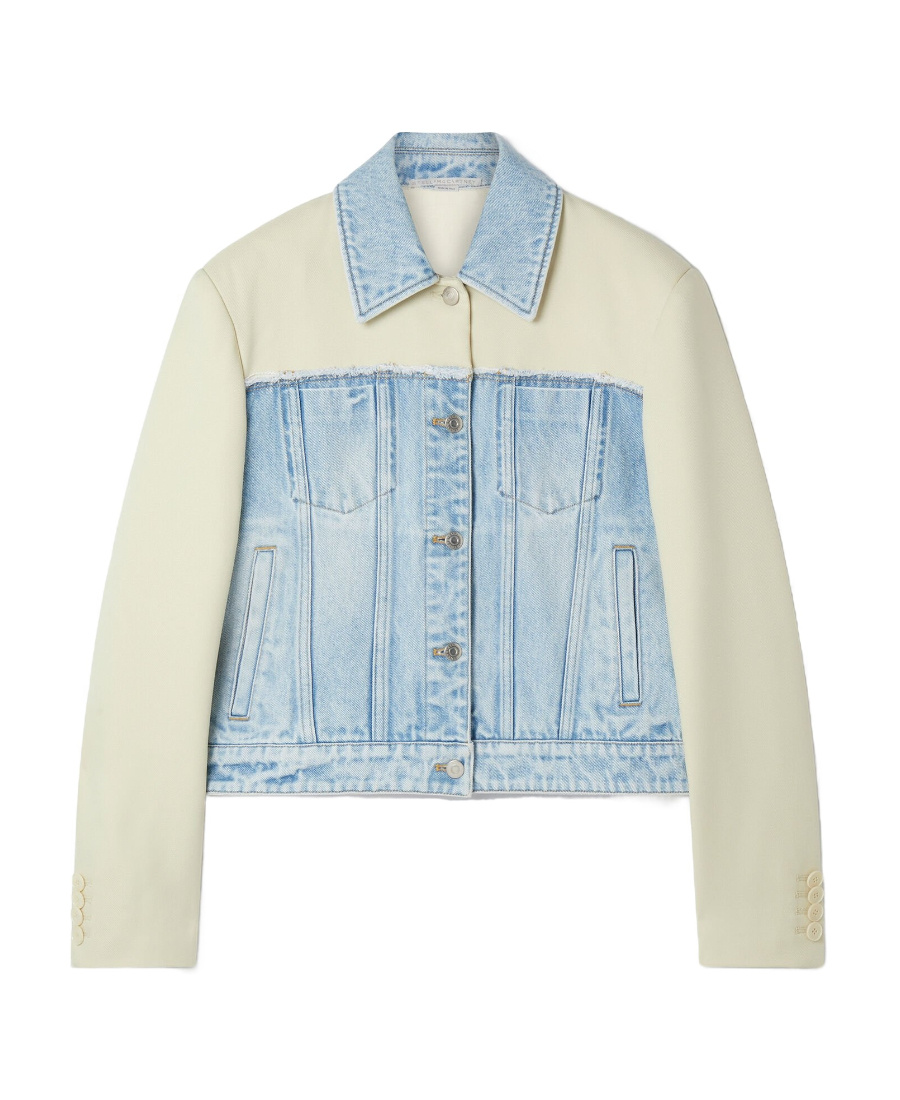 Stella Mccartney Button-up Panelled Denim Jacket In White