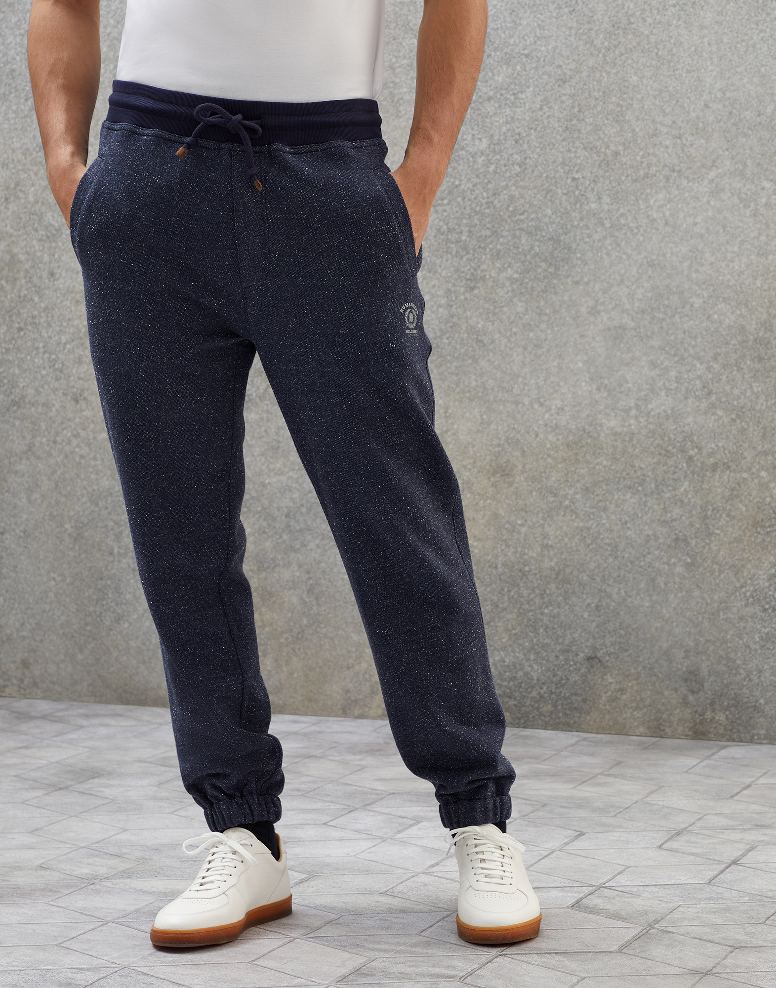 BRUNELLO CUCINELLI LOGO-PRINT TRACK TROUSERS