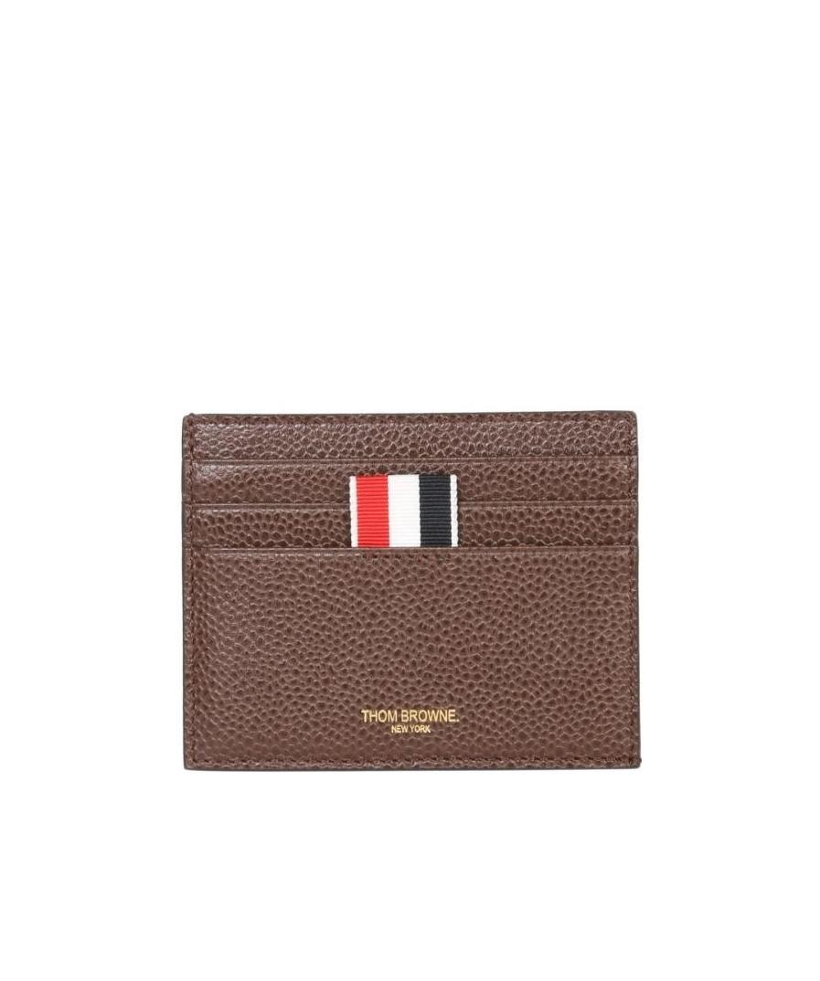 Thom Browne 4-bar Stripe Cardholder In Brown