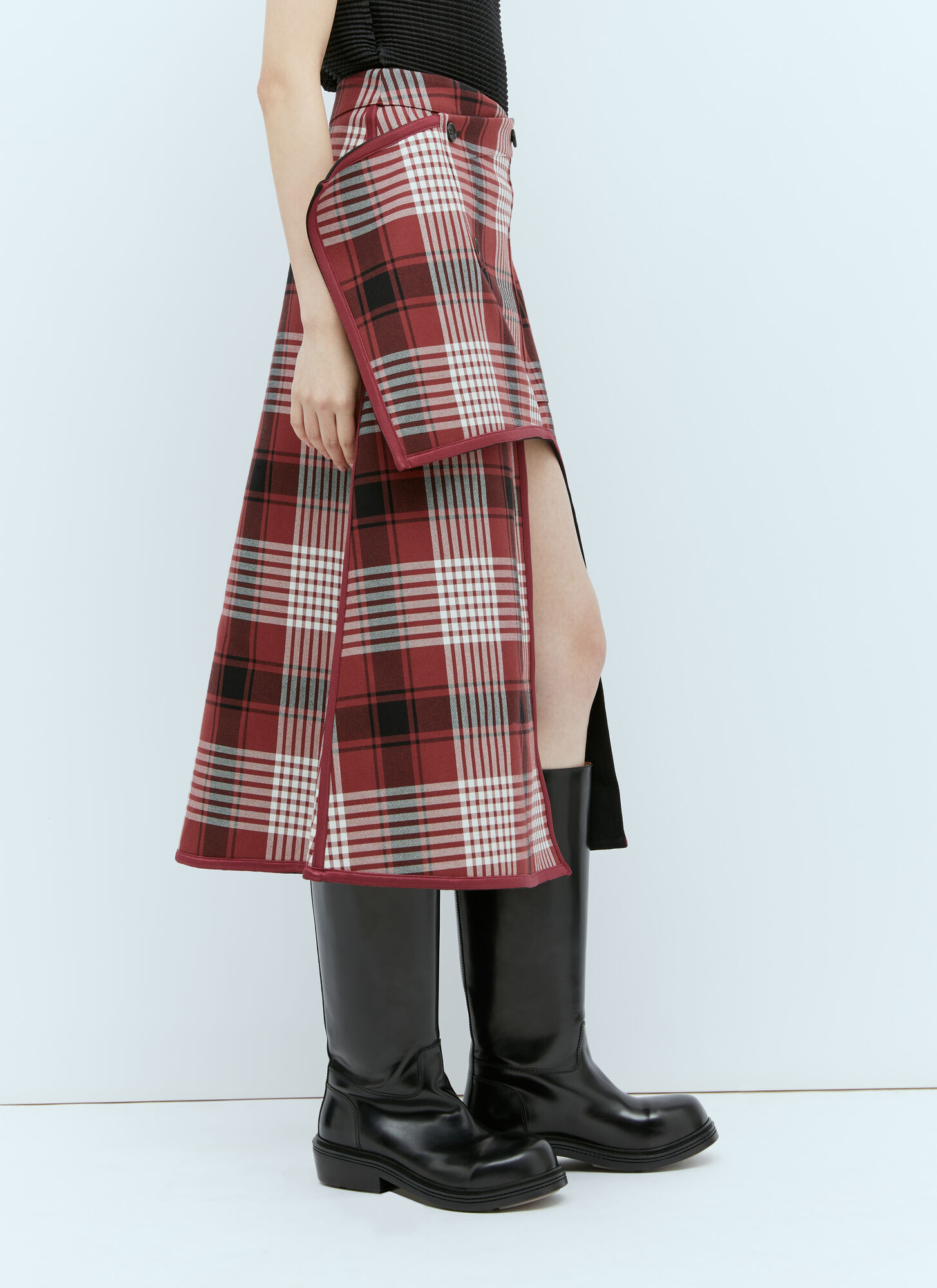 Issey Miyake Wool-cotton Reversible Midi Skirt In Multicolor
