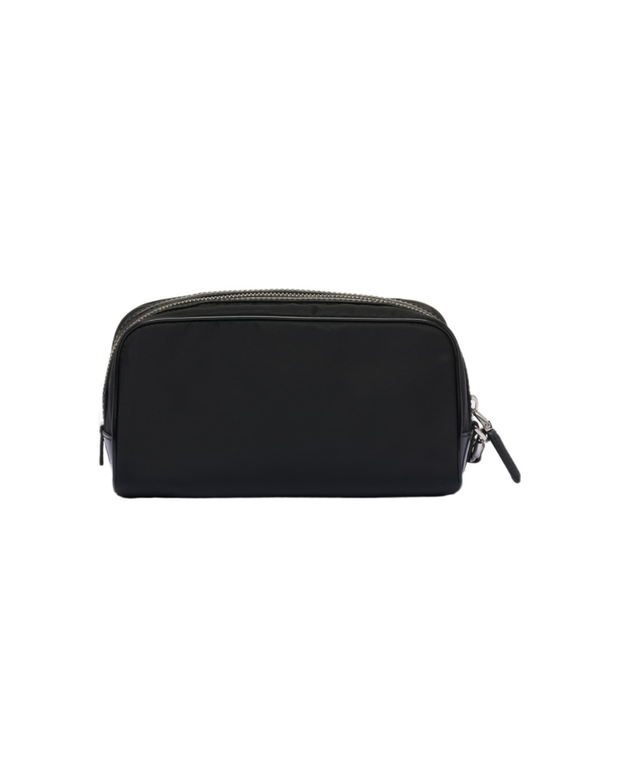 Prada Re-nylon And Brushed Leather Pouch In Black