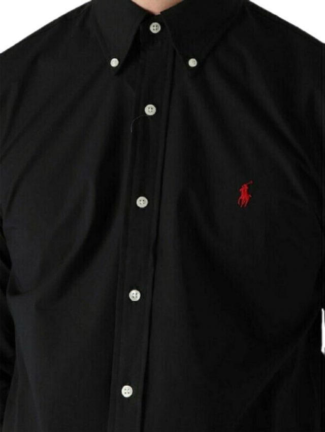 Polo Ralph Lauren Black Shirt With Pony Embroidery In Black