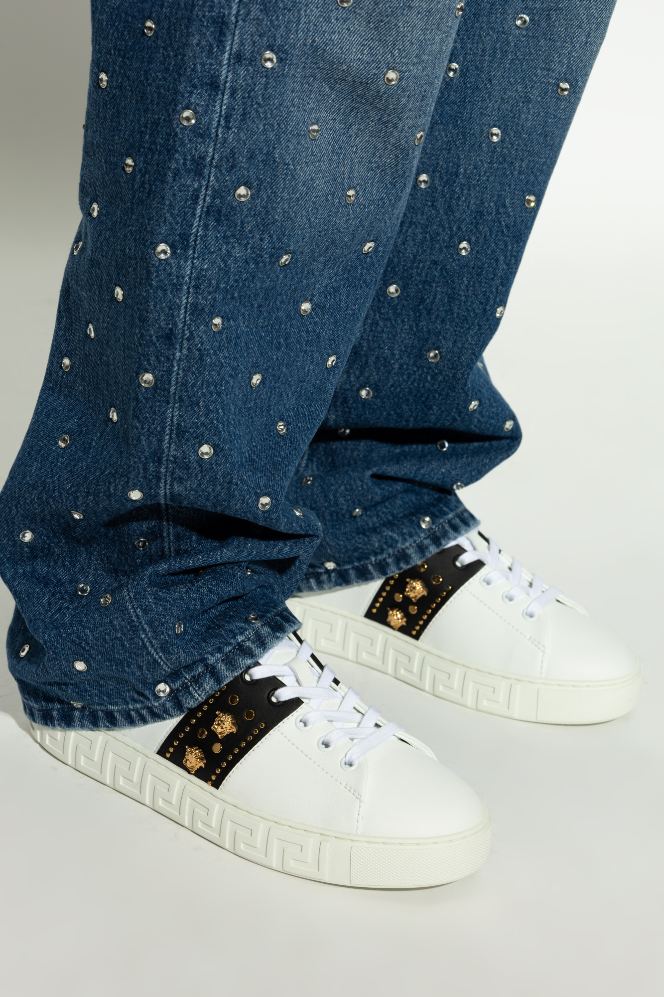 VERSACE VERSACE MEDUSA-MOTIF LACE-UP SNEAKERS