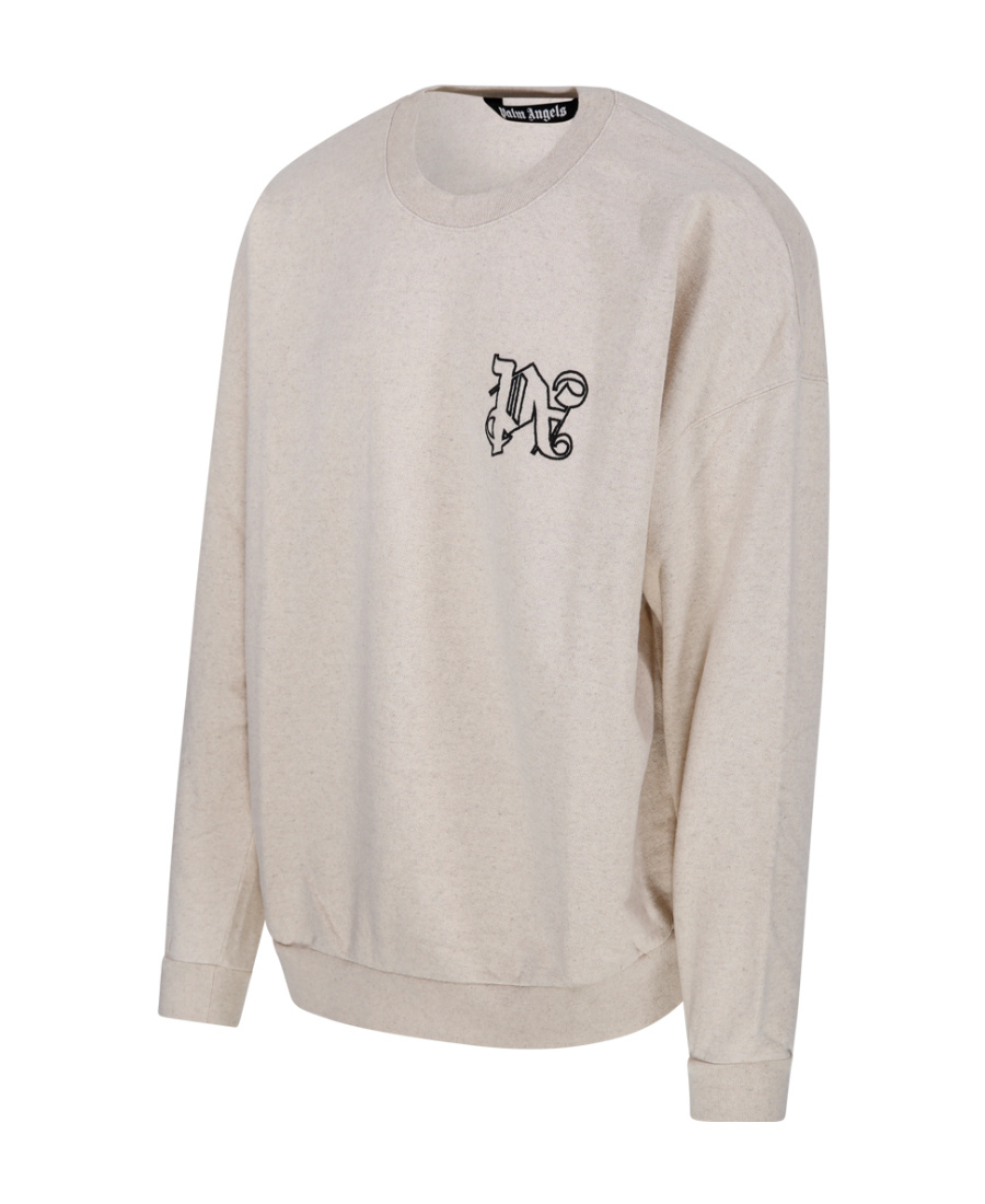 Palm Angels Monogram Crewneck Sweatshirt In White