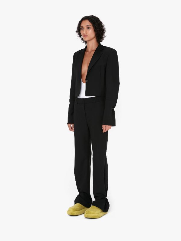 Jw Anderson Ring Detail Cropped Blazer In Black
