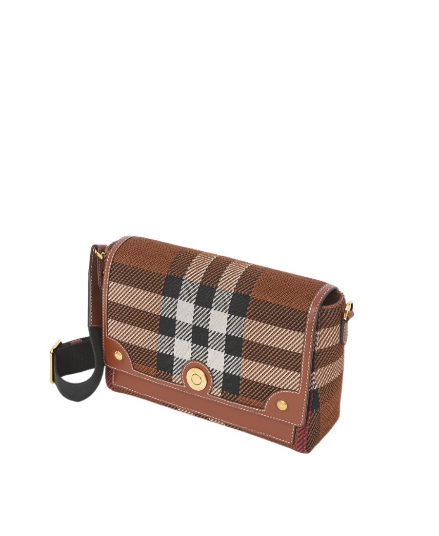 Burberry Check-pattern Crossbody Bag In Brown