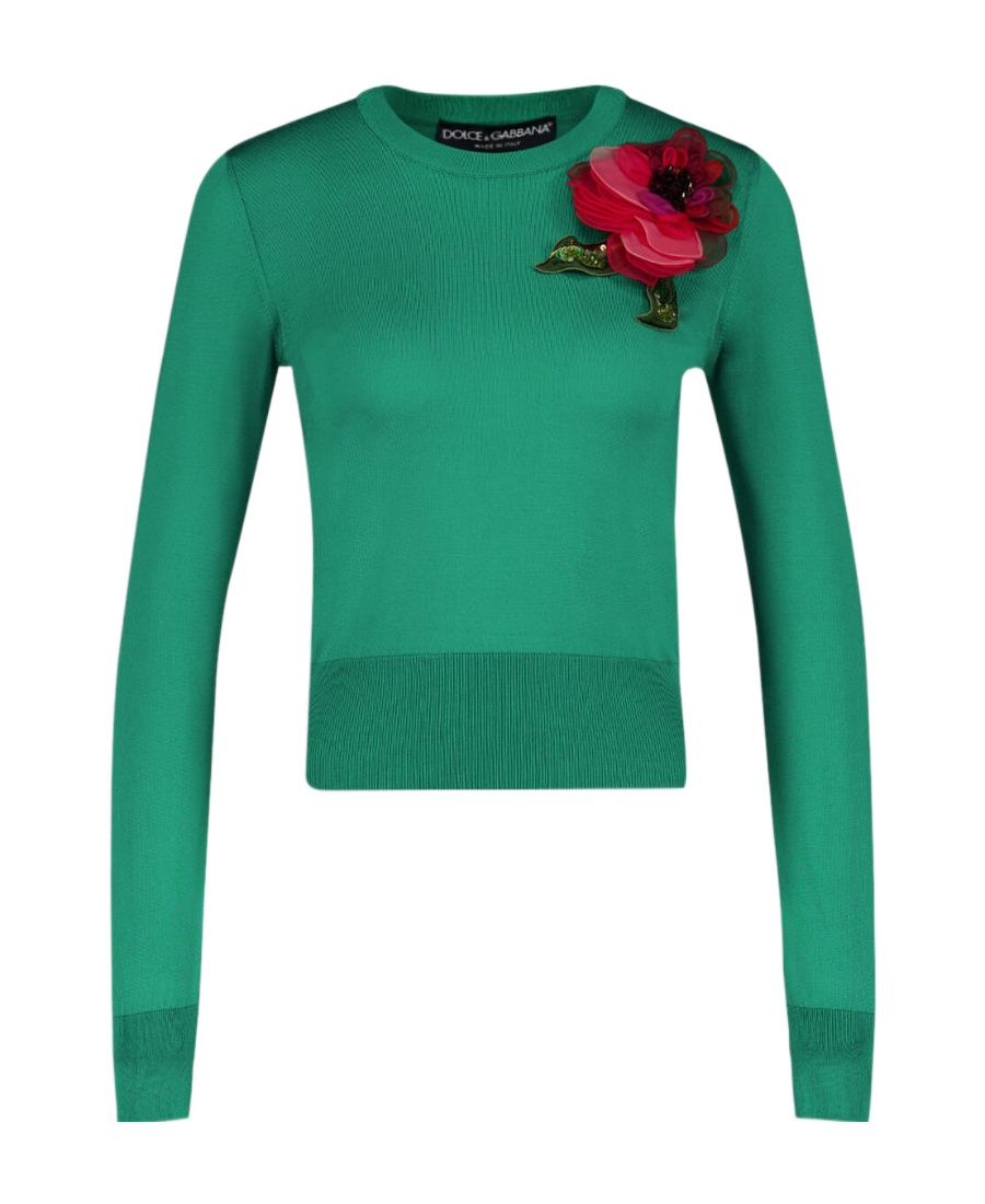 Dolce & Gabbana Luxurious Silk Blend Sweater In Rich V0402 Color In Green
