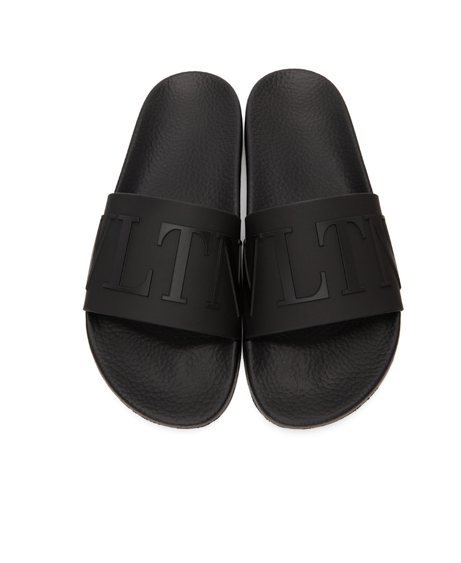 Valentino Garavani Man Sandals Black Size 7 Textile Fibers In Black