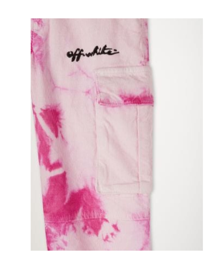 Off-white Tie Dye-print Cargo Trousers In Pink