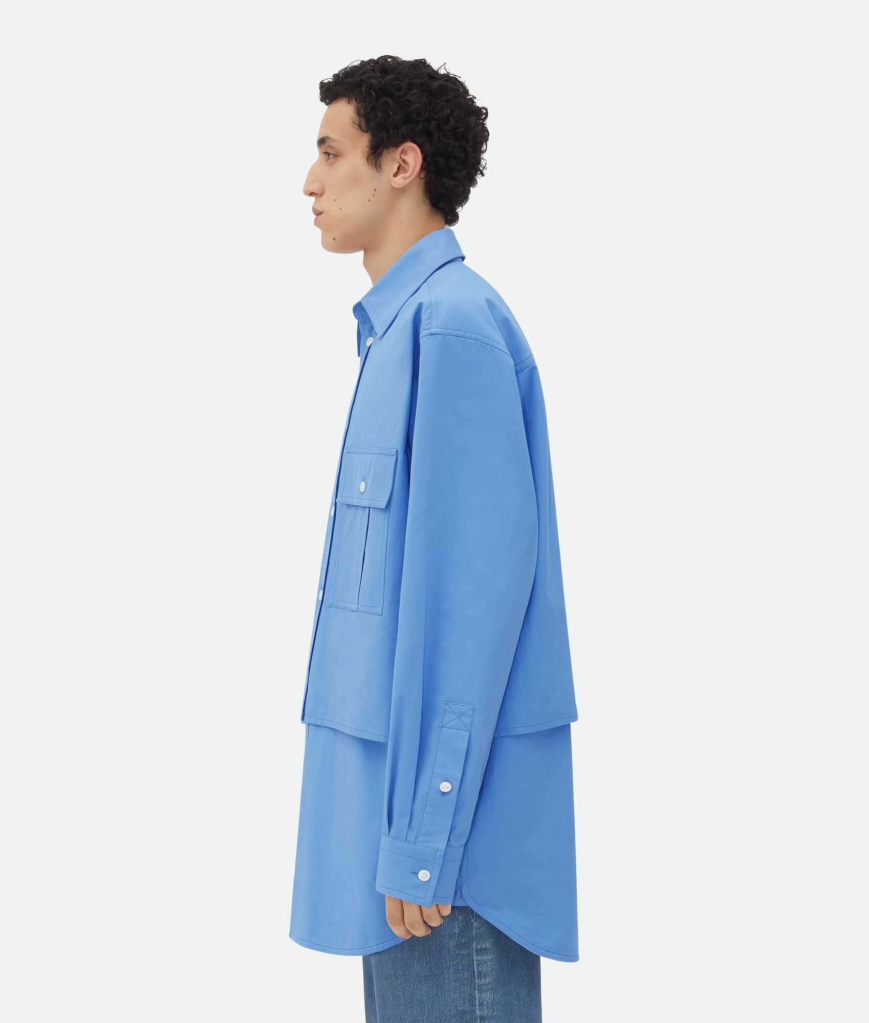 Bottega Veneta Layered-effect Cotton Shirt In Blue