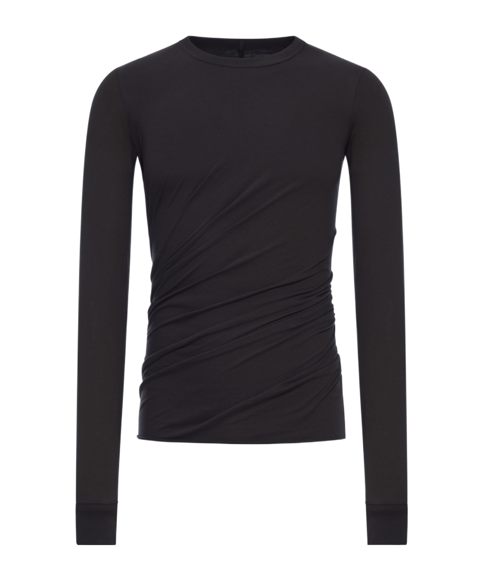 Rick Owens Long-sleeve Draped T-shirt In Black
