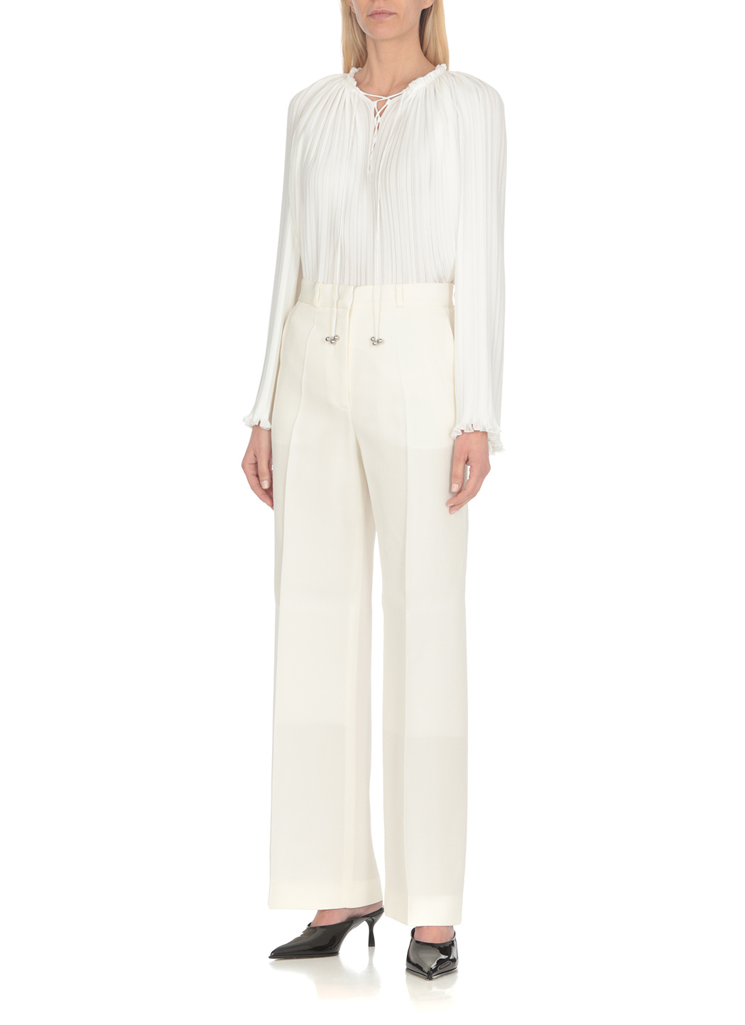 Lanvin Mid-rise Straight-leg Trousers In White