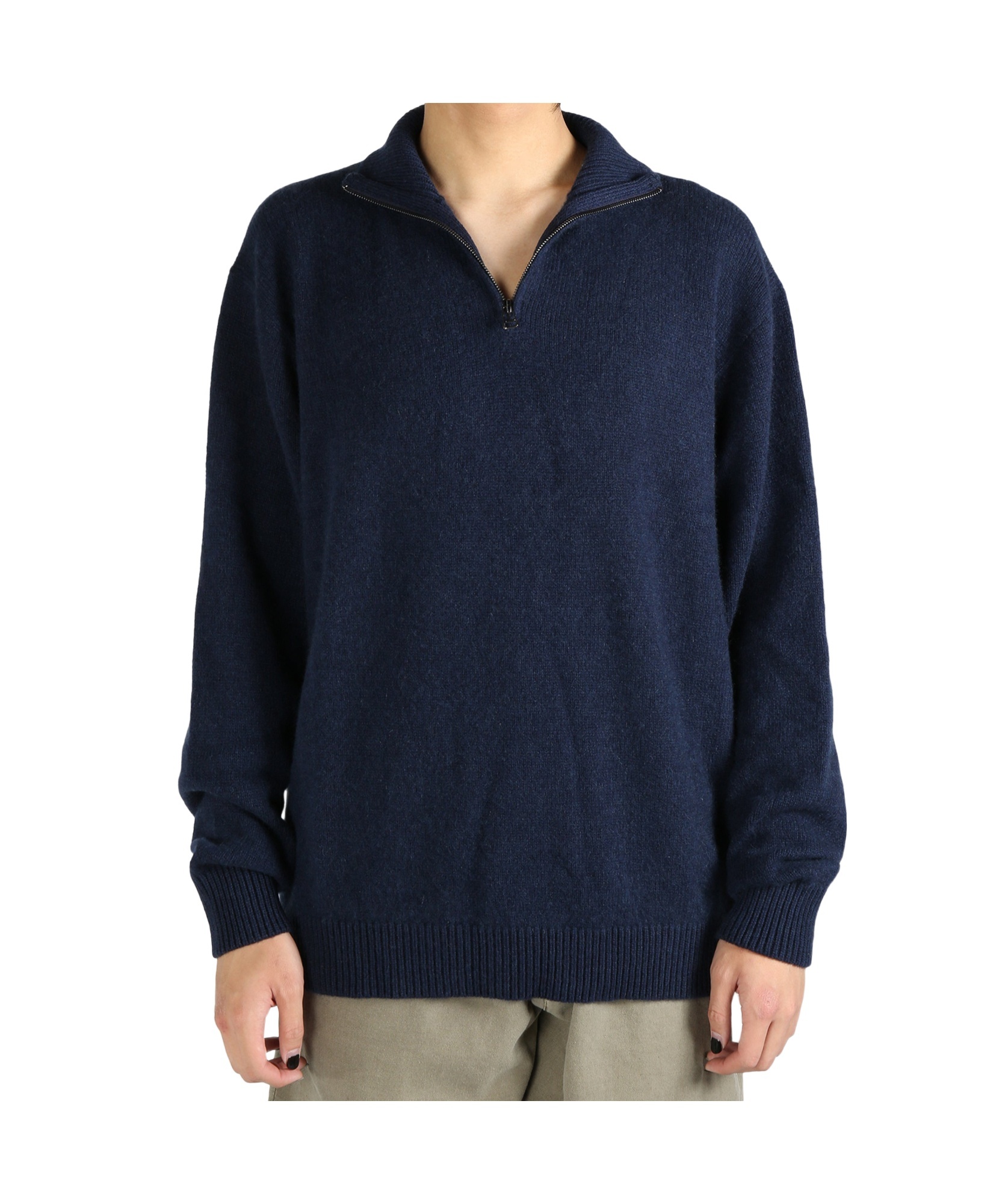 The Elder Statesman Semi-zipper Sweater In Black