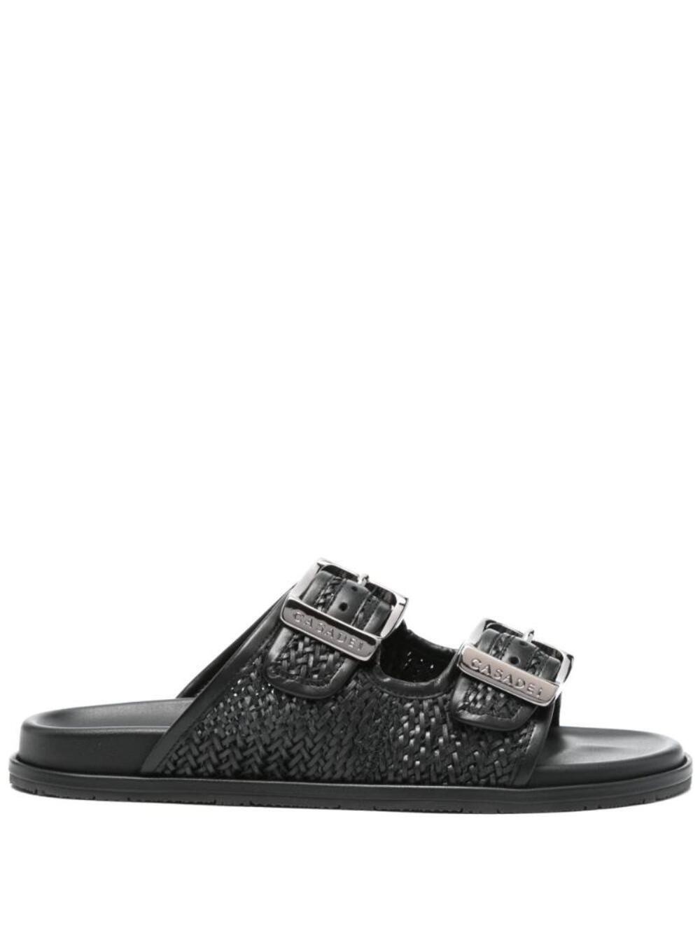 Casadei Perforated Rubber Sole Sandals With Round Toe In Black