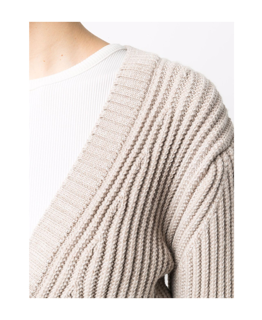 Ami Alexandre Mattiussi Cropped Ribbed-knit Cardigan In Nude
