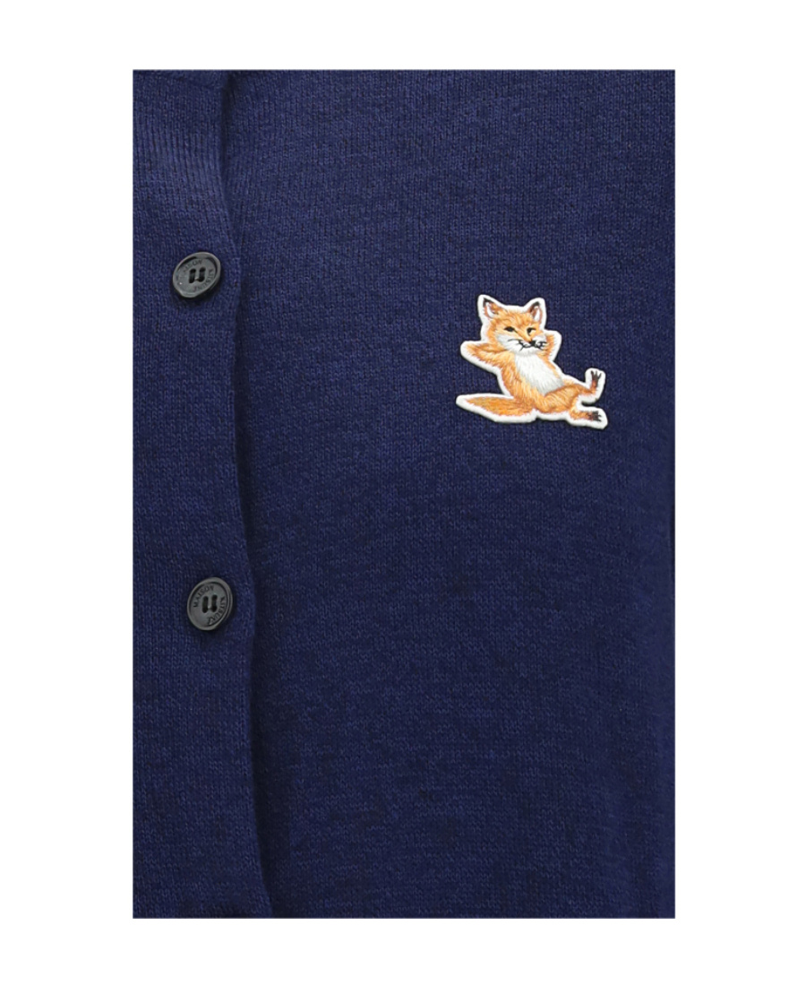 Maison Kitsuné Logo-patch Buttoned Cardigan In Black