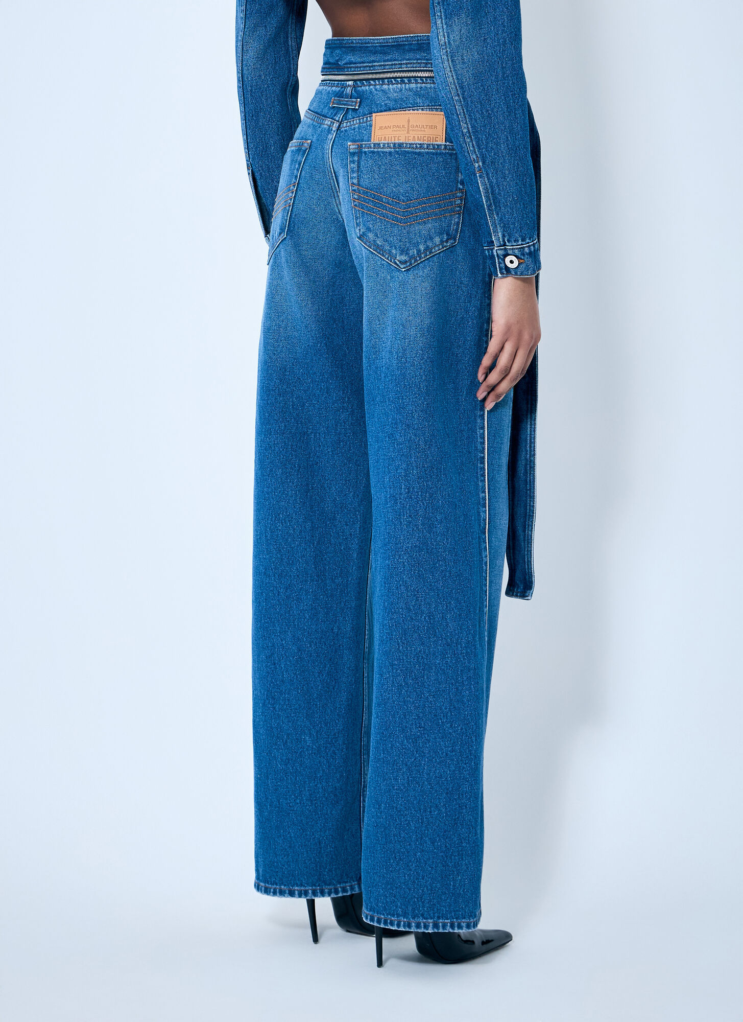 Jean Paul Gaultier The Belted Denim Jeans In Blue