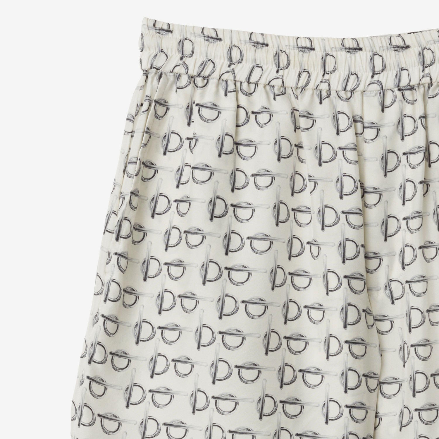 Burberry B Closure Print Silk Shorts In White