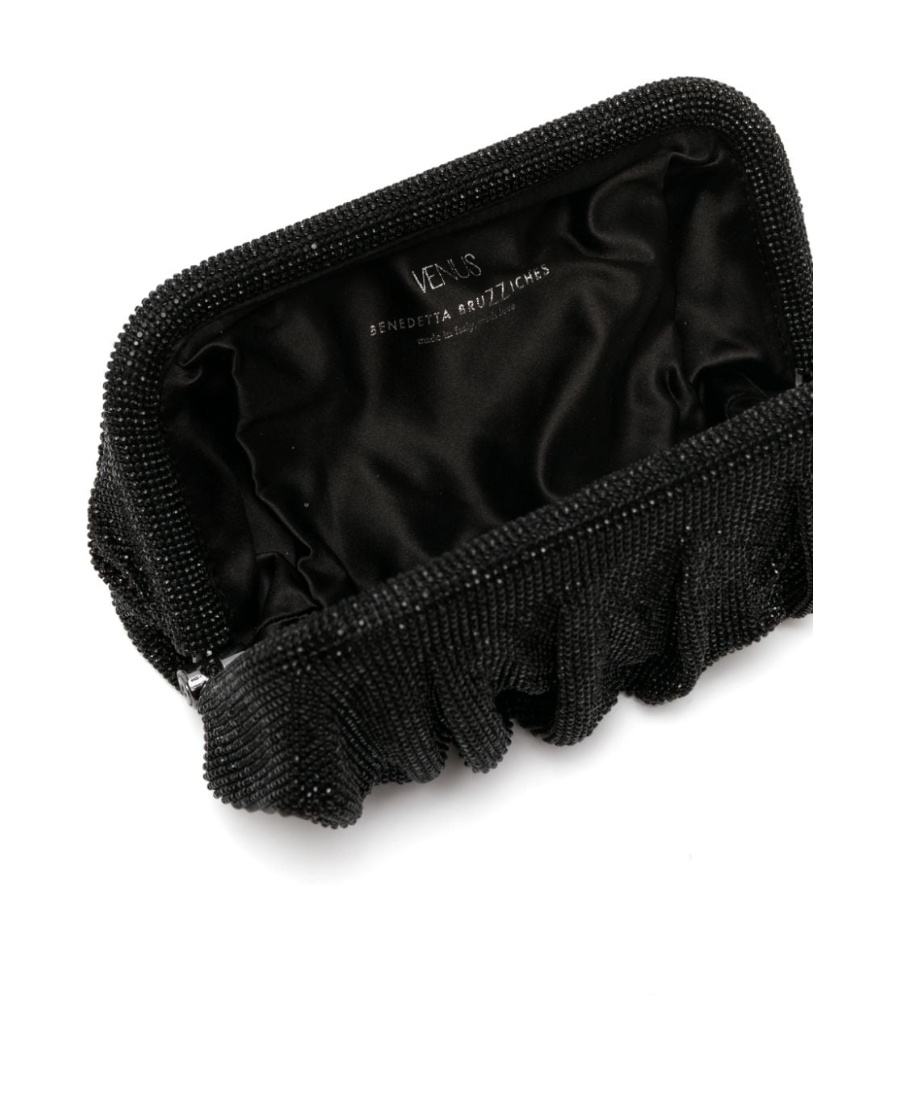 Benedetta Bruzziches Elegant Large Black Rhinestone Evening Bag For Ceremony In Black