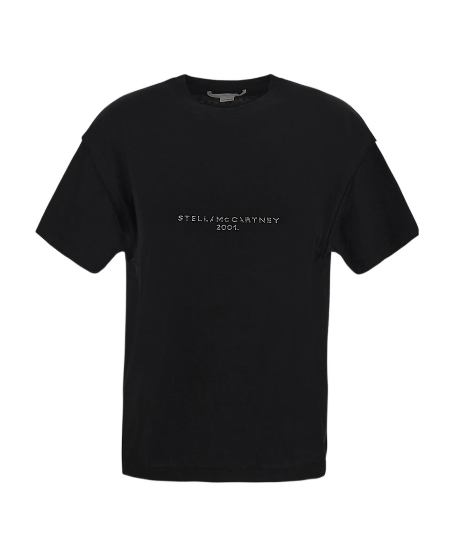 Stella Mccartney T-shirt With Logo Print And Crew Neckline In Black