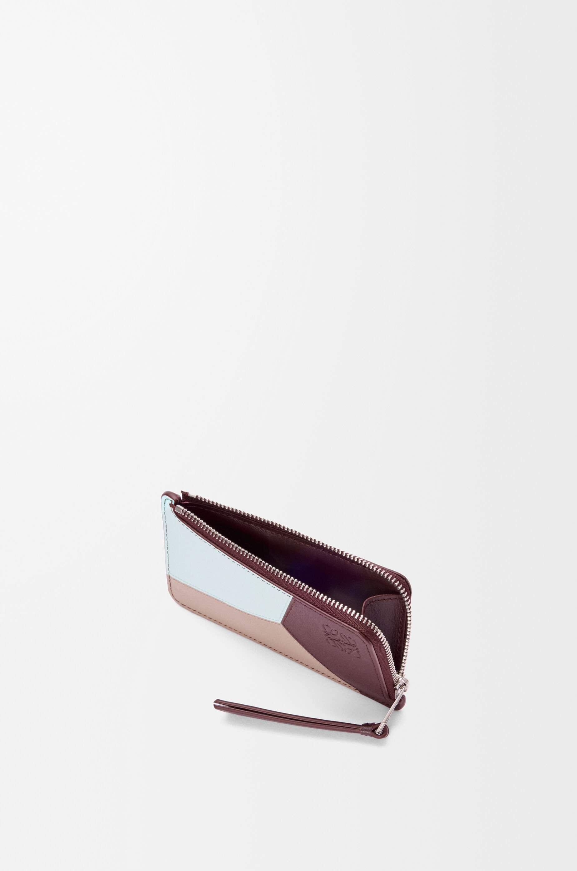 Loewe Leather Puzzle Coin Card Holder In Burgundy