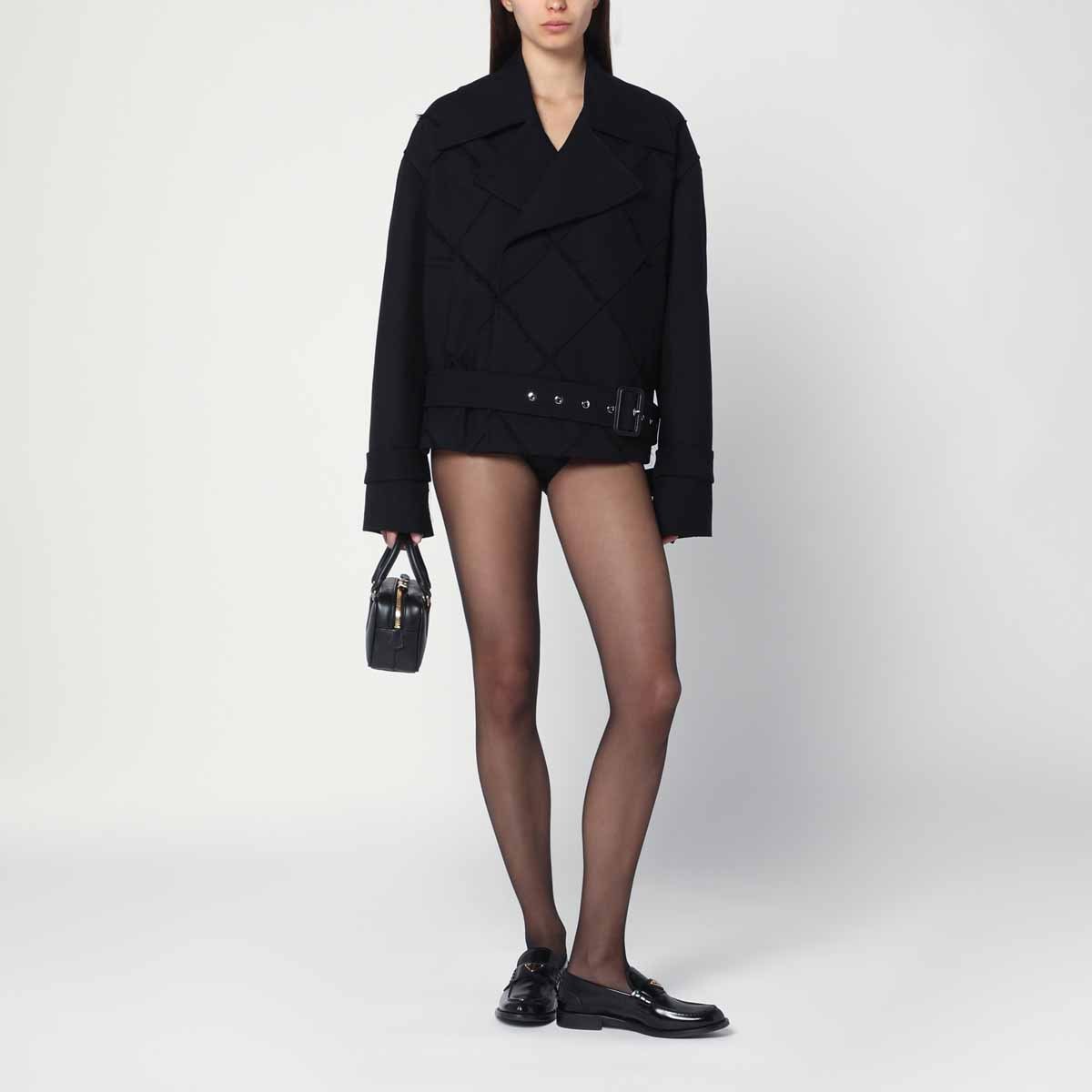 Namacheko Quilted Waist Trench Coat In Black