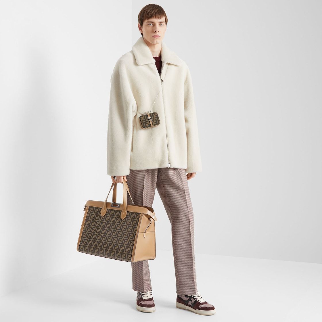 Fendi Brown Fabric Charm In Multicolor
