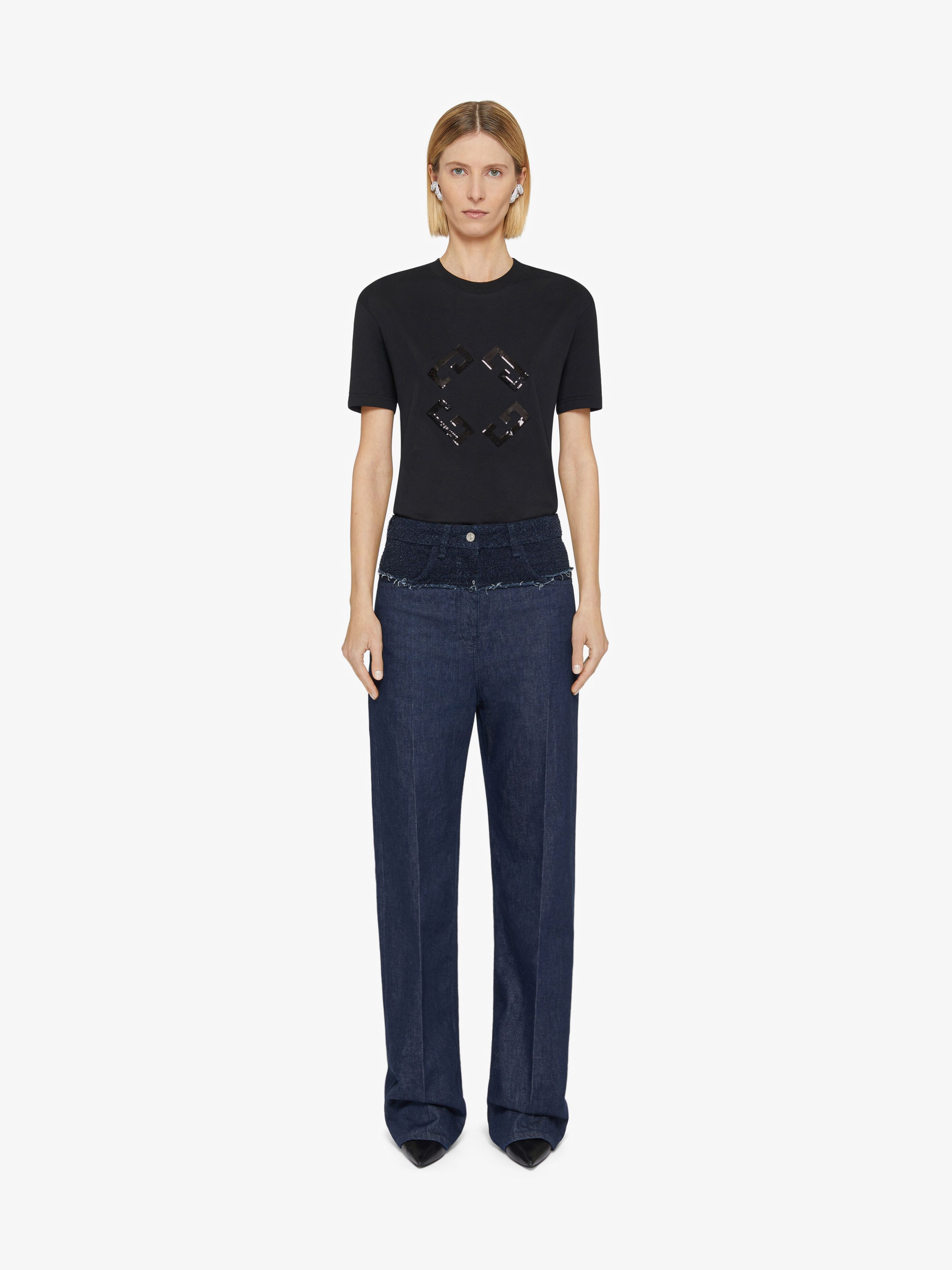 Givenchy Monogram 72 T-shirt In Cotton And Sequins In Black