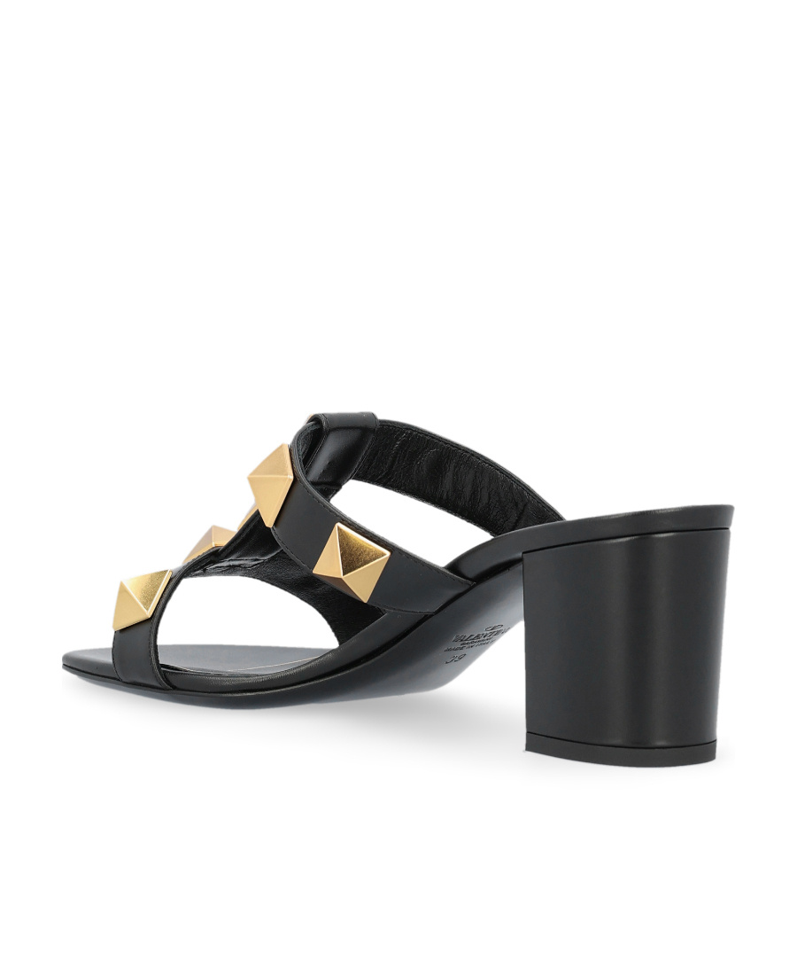 Valentino Roman Stud Caged Slide Sandals In Black